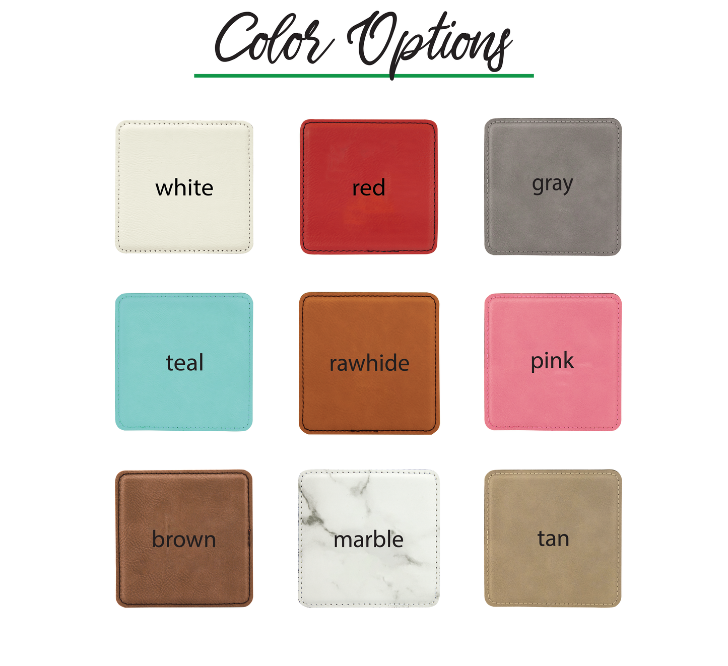 Square Vegan Leather Coasters, Set of 2