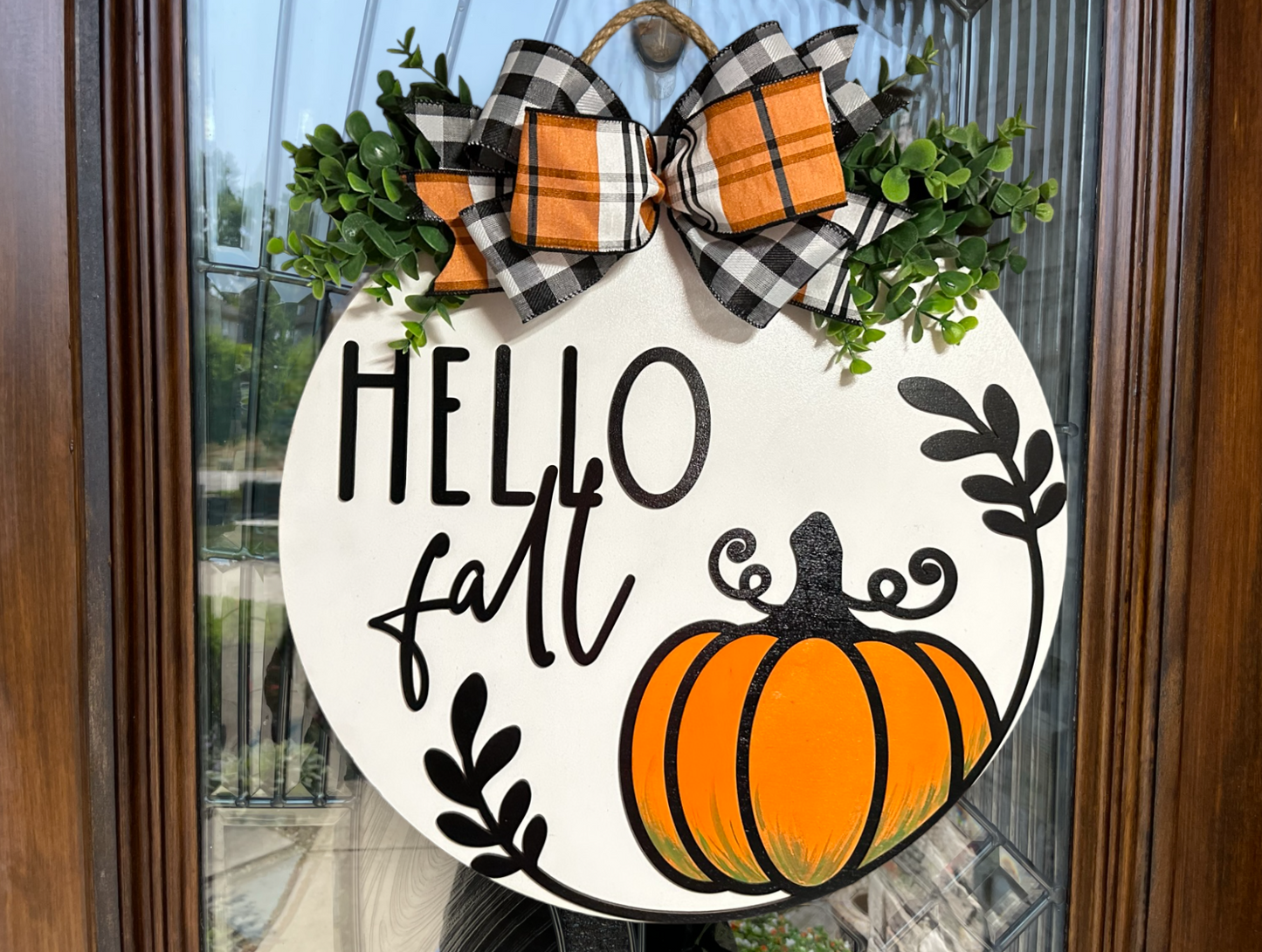 Hello Fall Pumpkin Door Sign