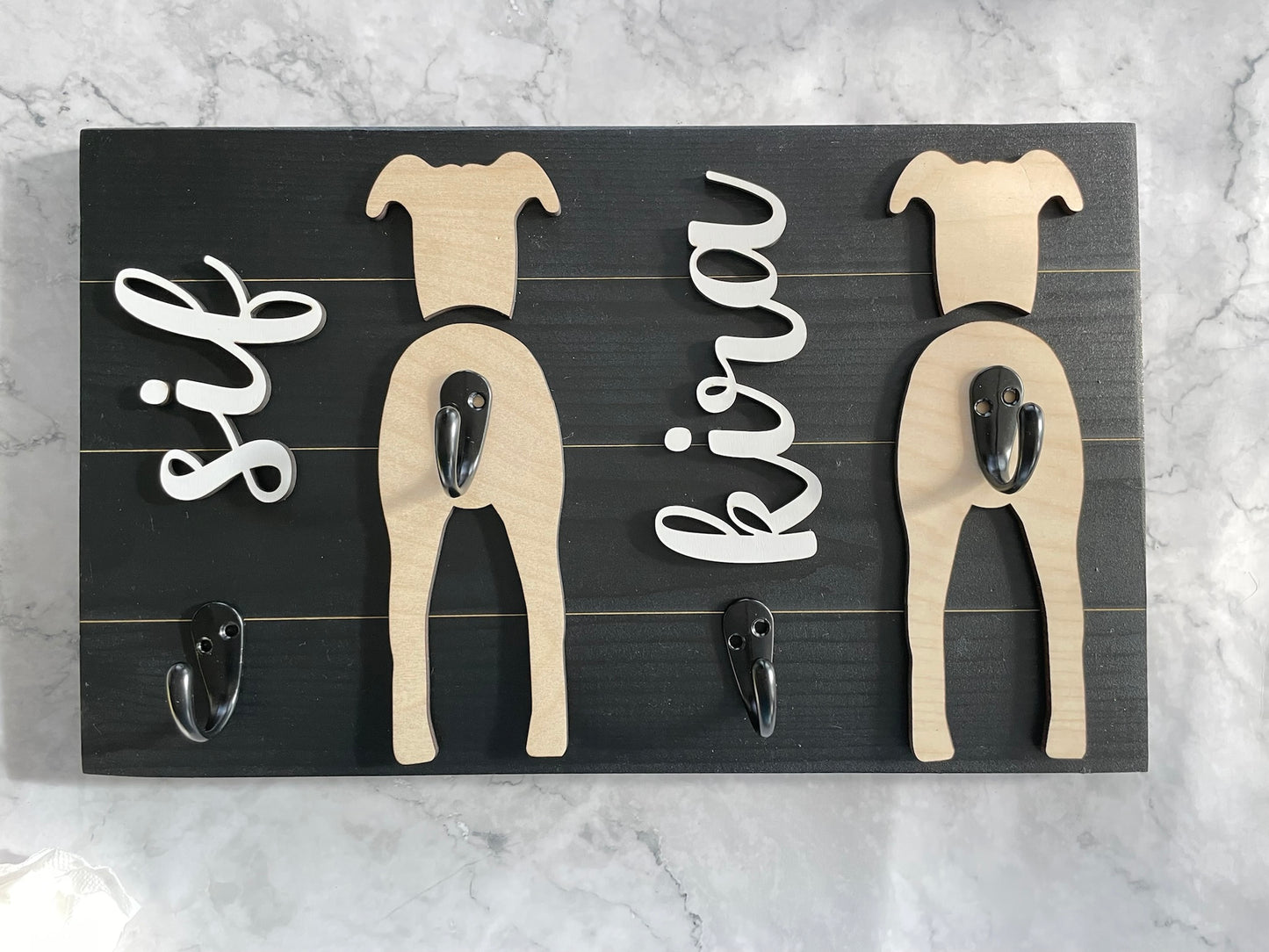 Dog Leash Holder with Custom Silhouette and Name