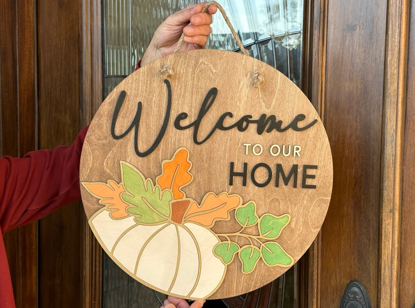 White Pumpkin Door Sign