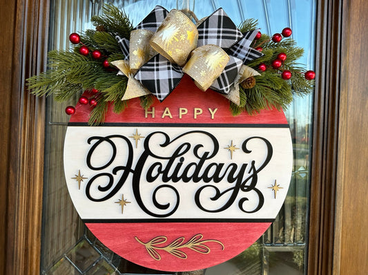 Happy Holidays Fancy Door Sign
