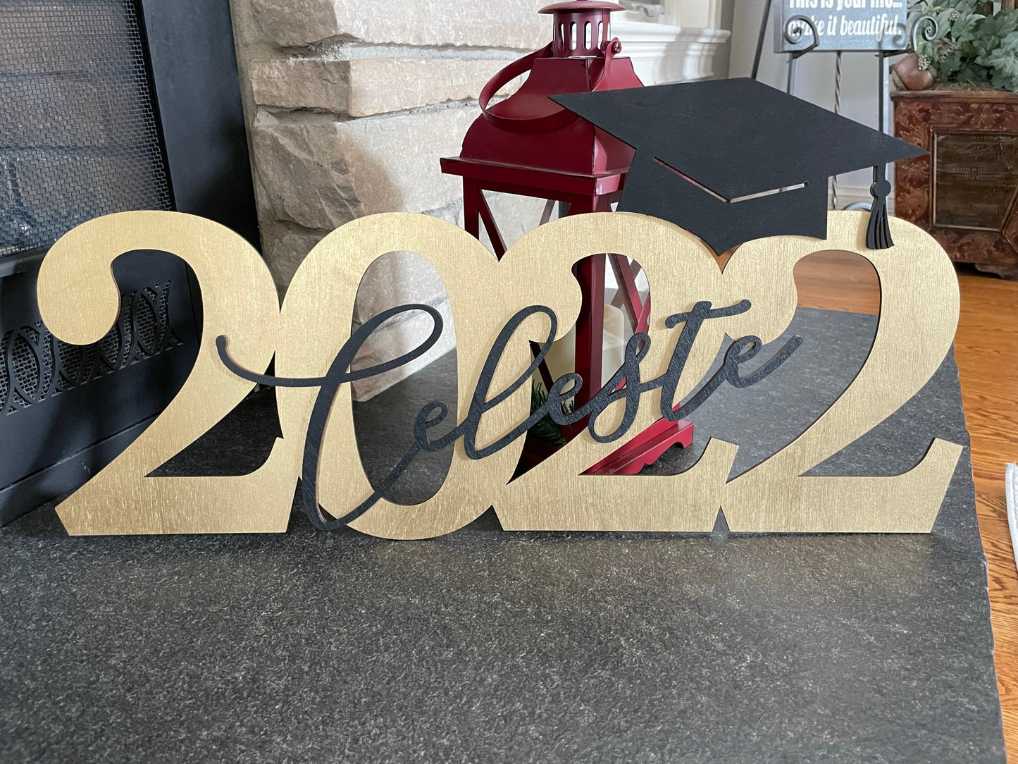 Graduation Wood Sign with Year and Name