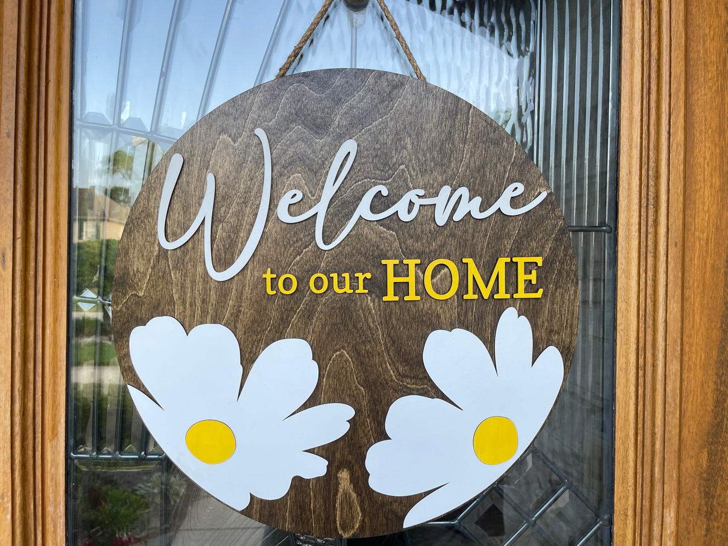 Pansy 3D Welcome Wood Door Sign