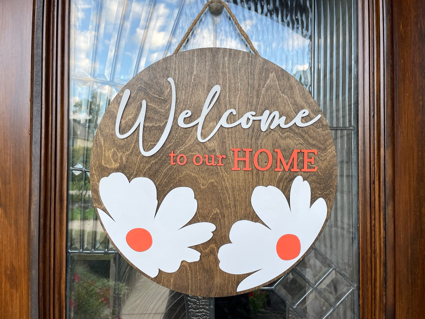 Pansy 3D Welcome Wood Door Sign