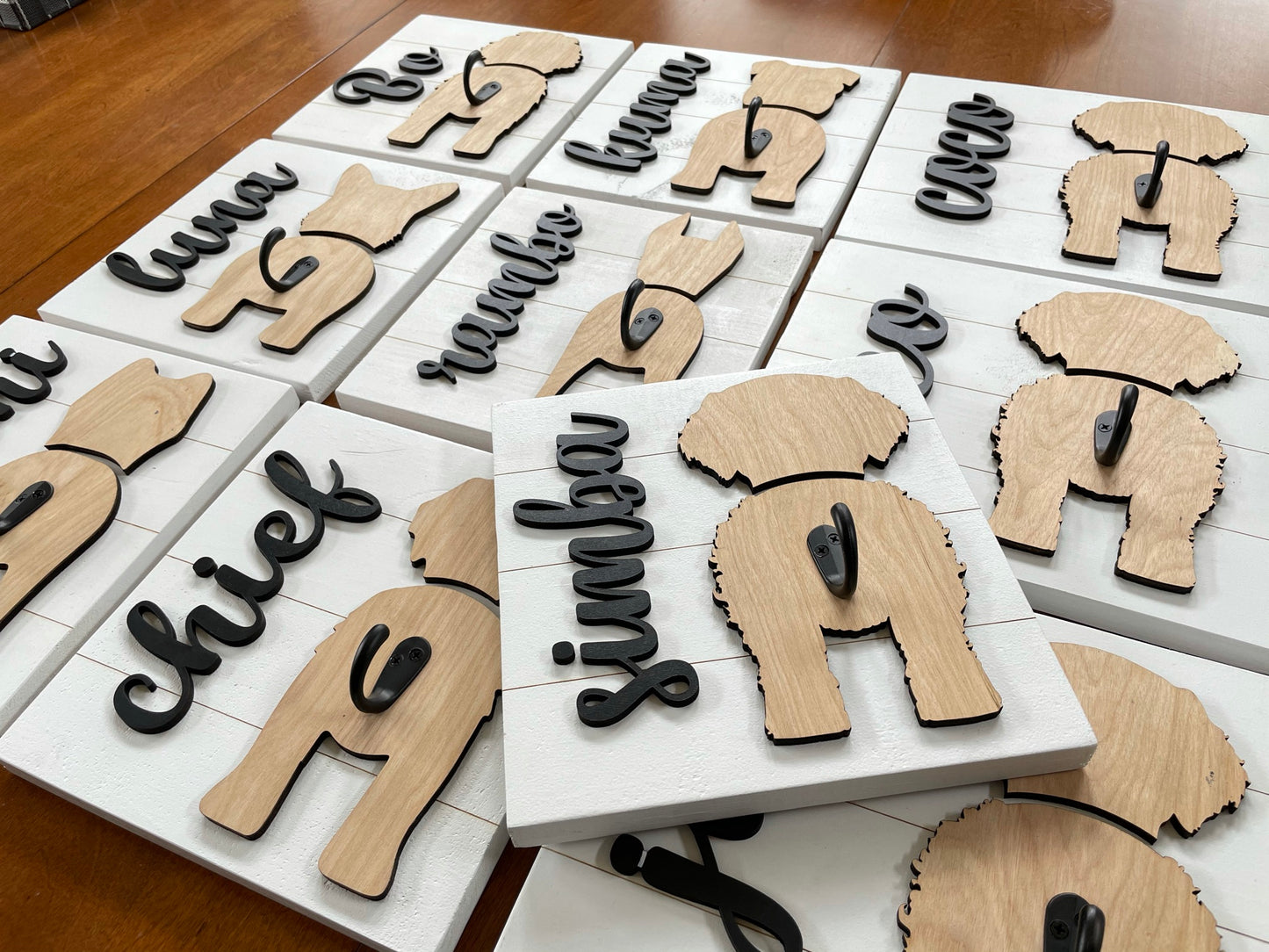 Dog Leash Holder with Custom Silhouette and Name