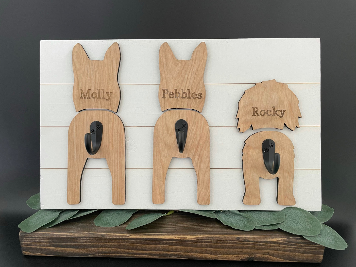 Dog Leash Holder with Custom Silhouette and Name