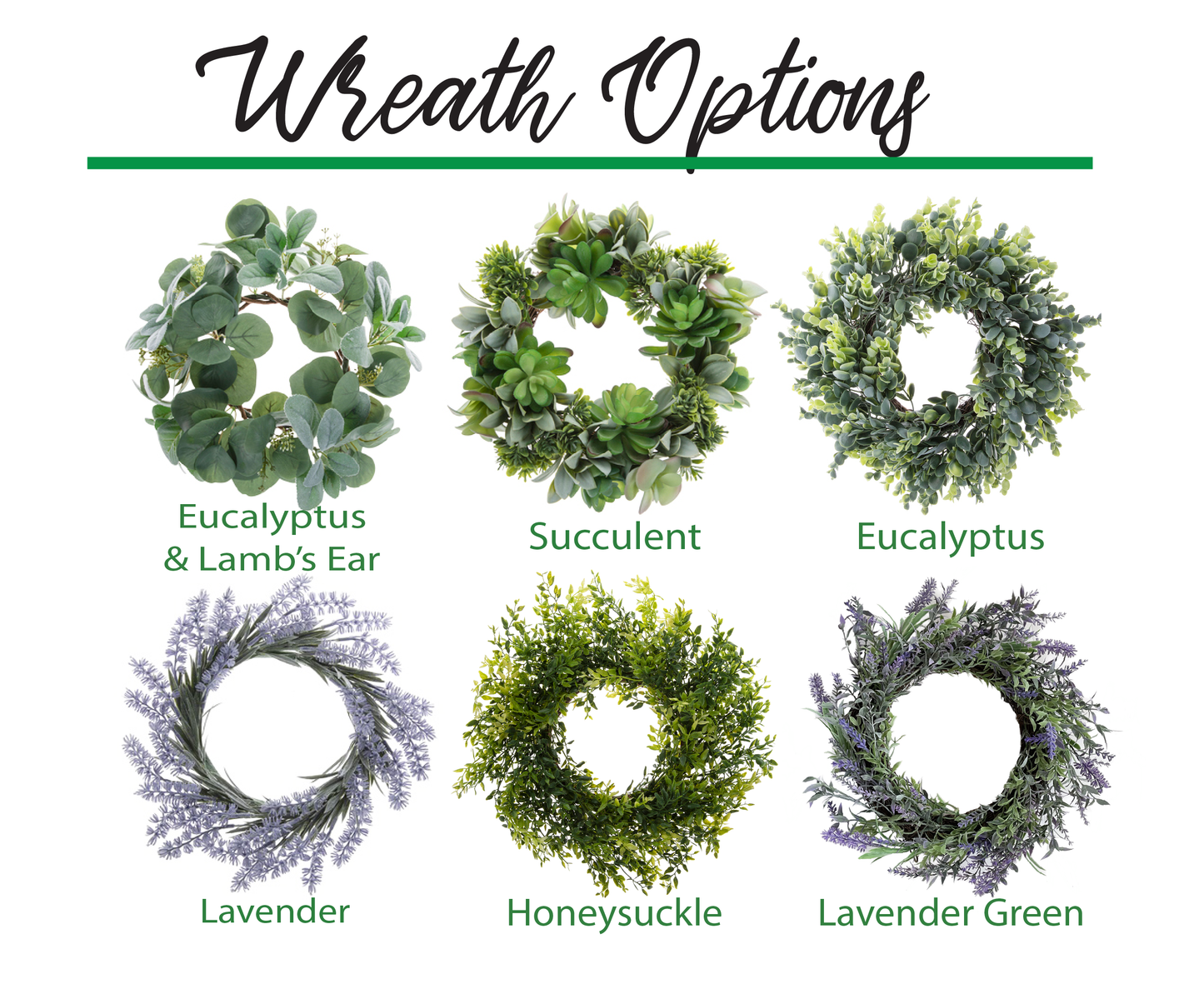 Eucalyptus | Boxwood | Lambs Ear | Lavender | Succulent Wreath - 12-15" diameter