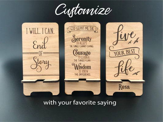 Motivational Wooden Phone Stand