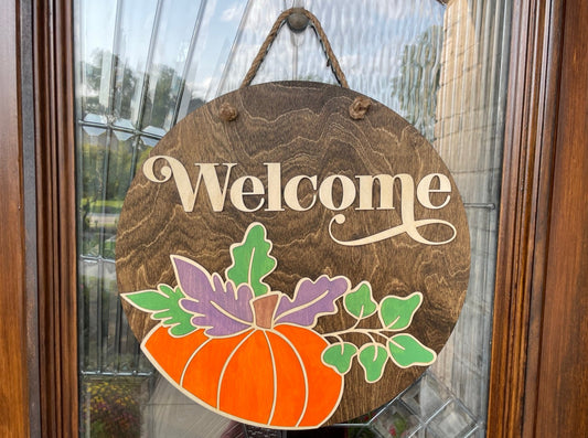 Orange Pumpkin Door Sign