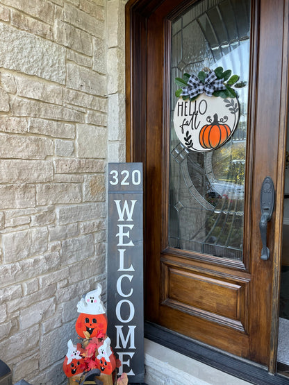 Hello Fall Pumpkin Door Sign