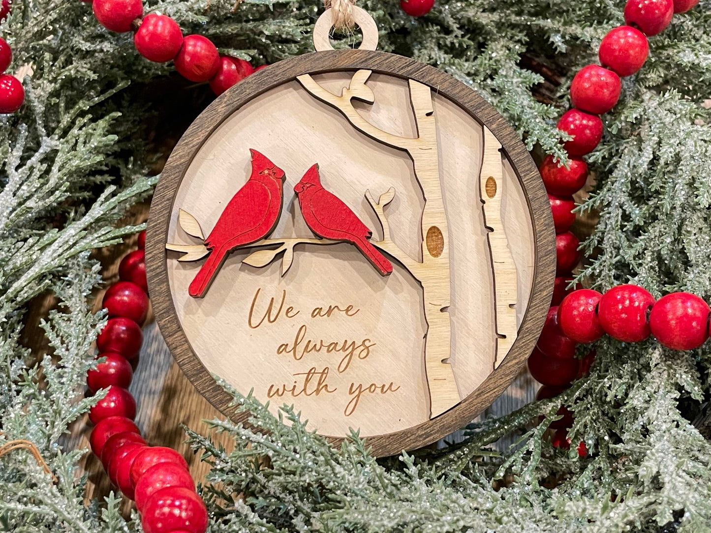 Two Cardinals Memorial Ornament with Optional Personalization