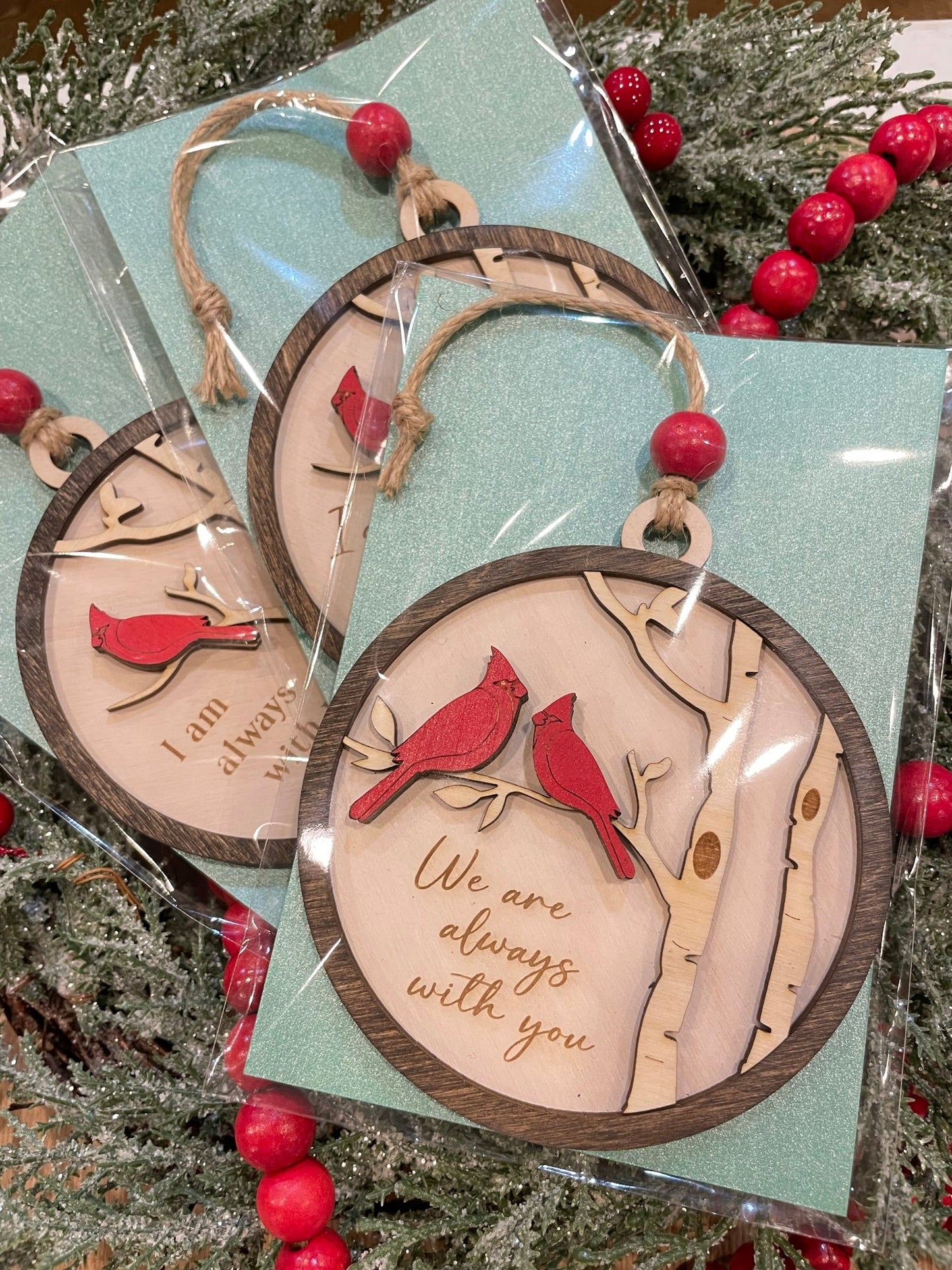 Two Cardinals Memorial Ornament with Optional Personalization