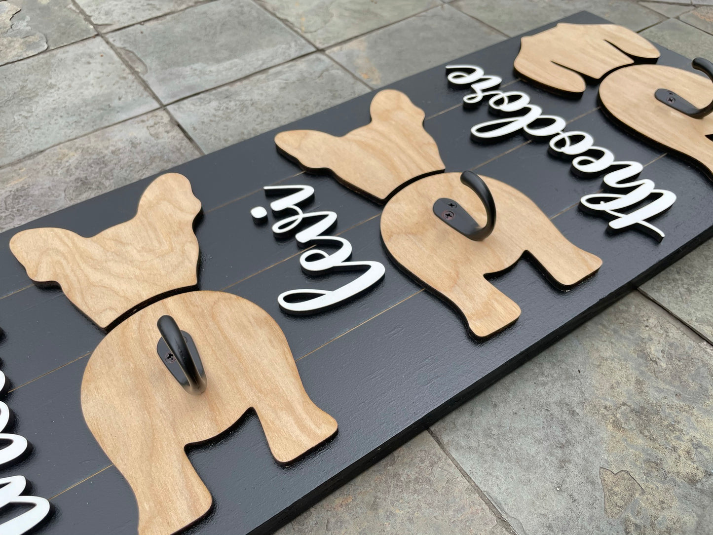 Dog Leash Holder with Custom Silhouette and Name