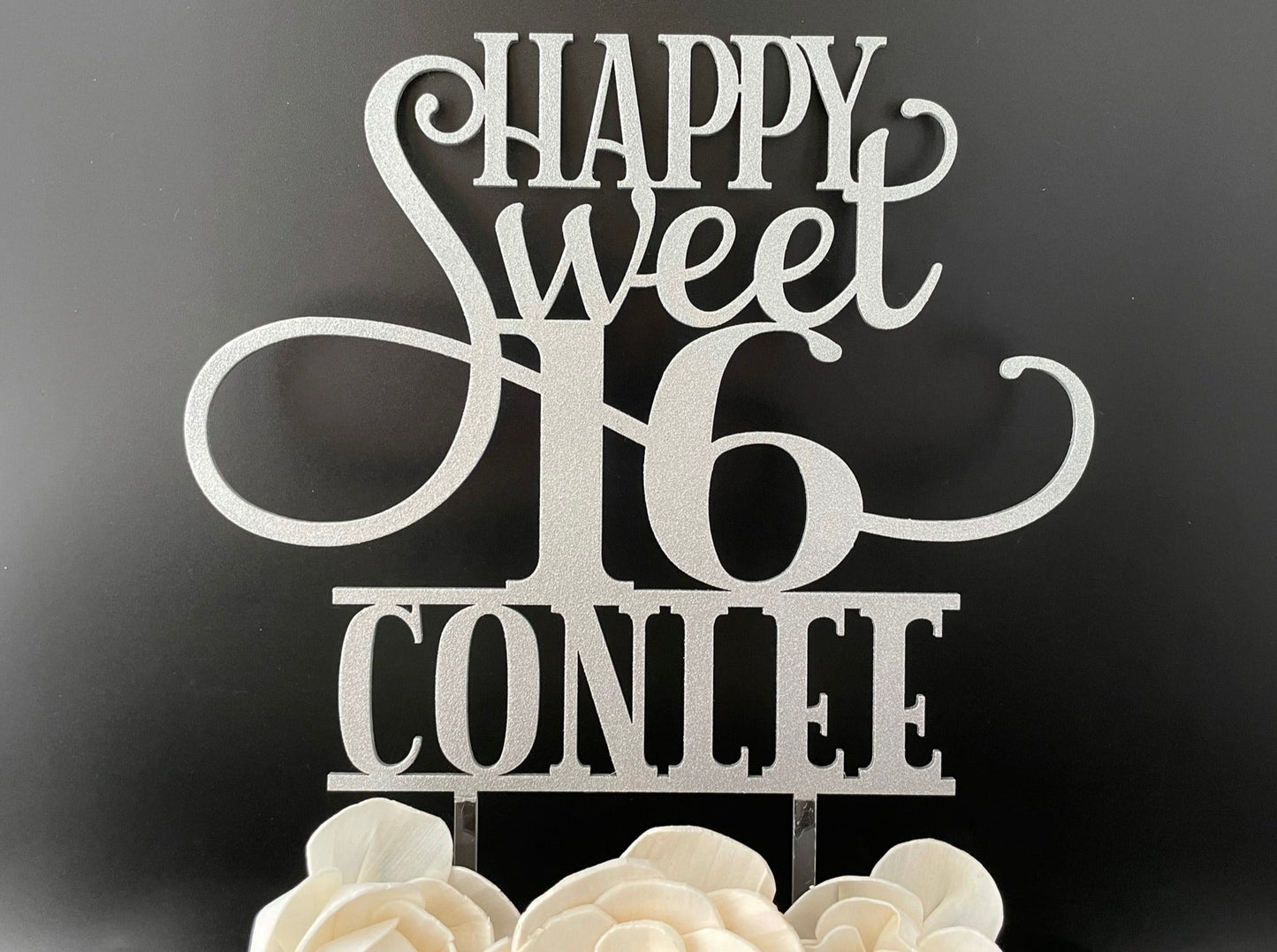 Sweet 16 Cake Topper with Personalized Name