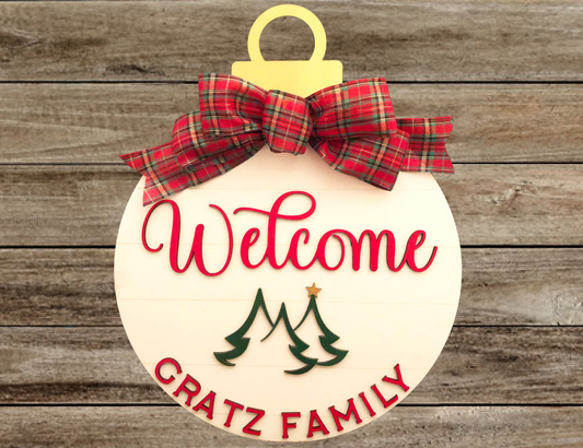 Ornament Shaped Door Sign, Personalized