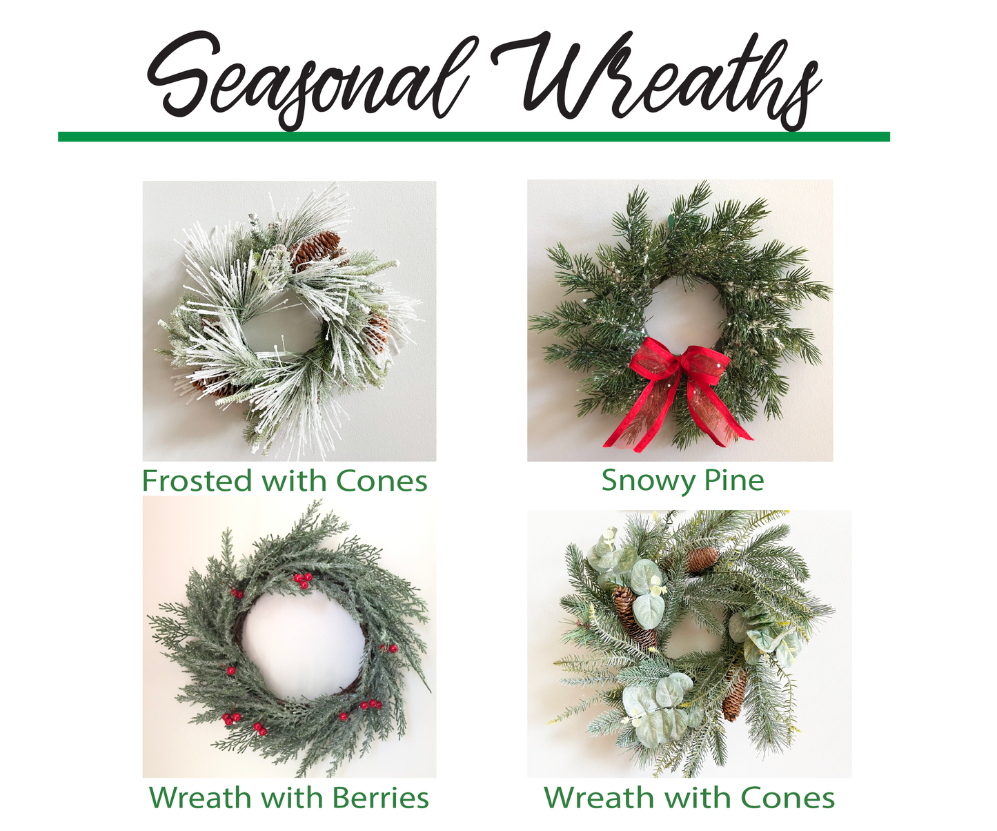 Winter - Holiday Wreaths  |  Add-on for our wood HOME letters