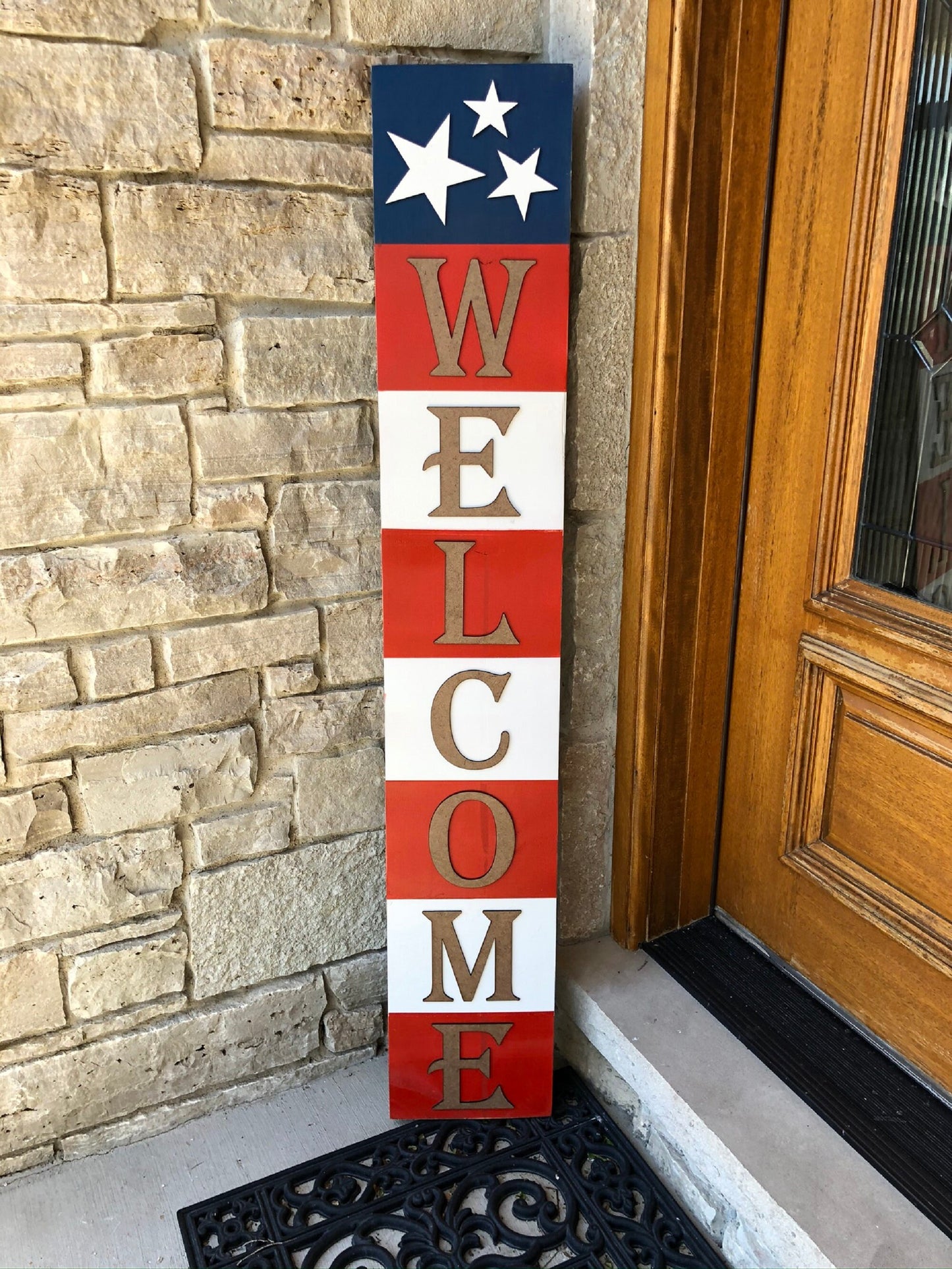 Patriotic 3D Welcome Porch Leaner