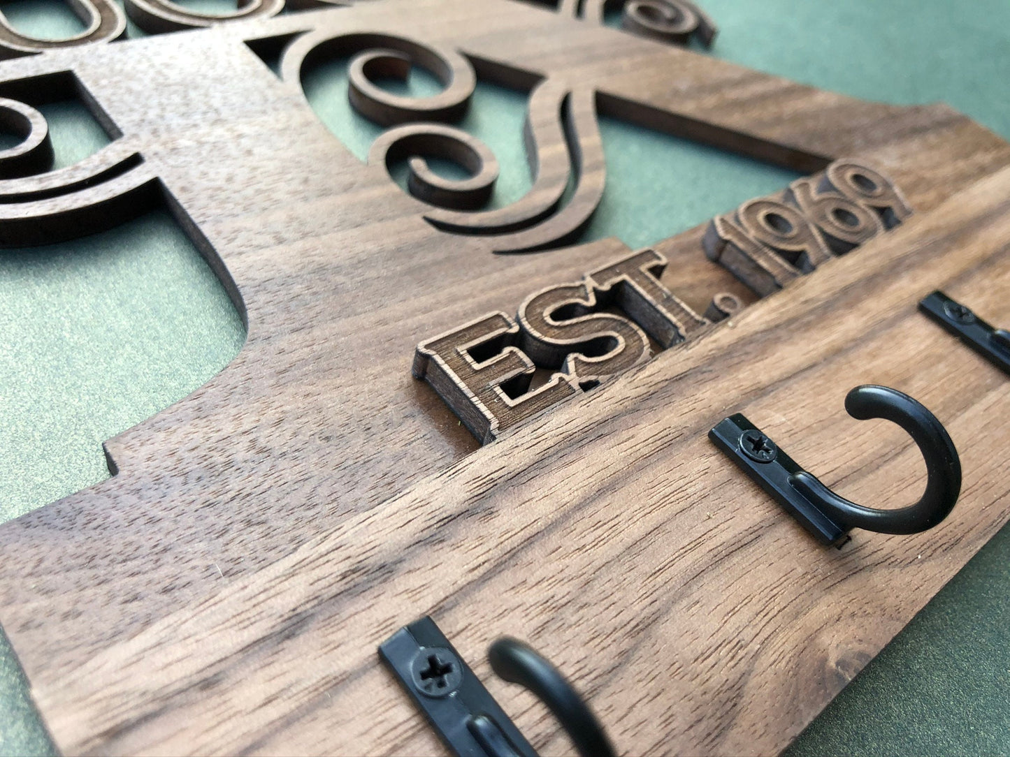 Walnut Keychain Holder w/ Initial & Last Name