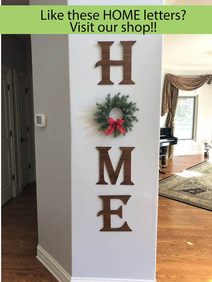 Winter - Holiday Wreaths  |  Add-on for our wood HOME letters