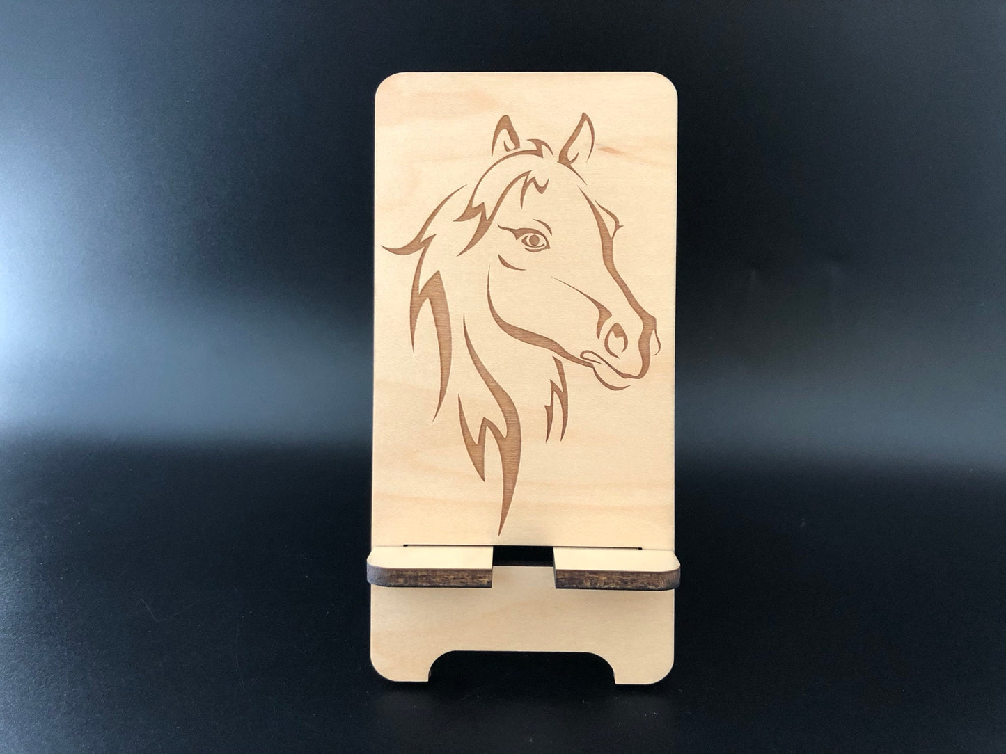 Wooden Phone Stand, Lion Engraved