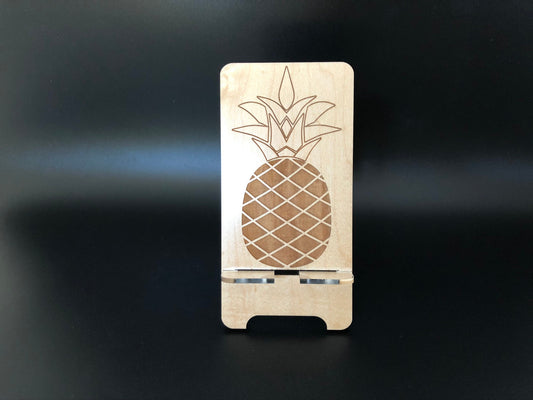 Pineapple Wooden Phone Stand | Customized Smartphone Holder | Personalized Docking Station | Stocking Stuffer, Birthday Gift, Desk Organizer