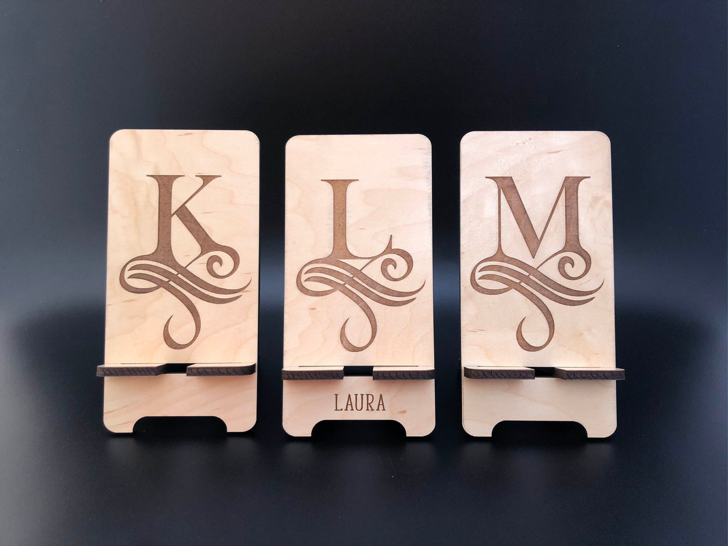 Fancy Initial Wooden Phone Stand