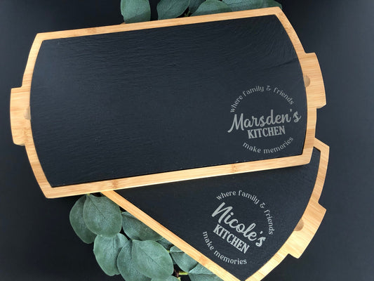 Slate and Bamboo Personalized Charcuterie Board