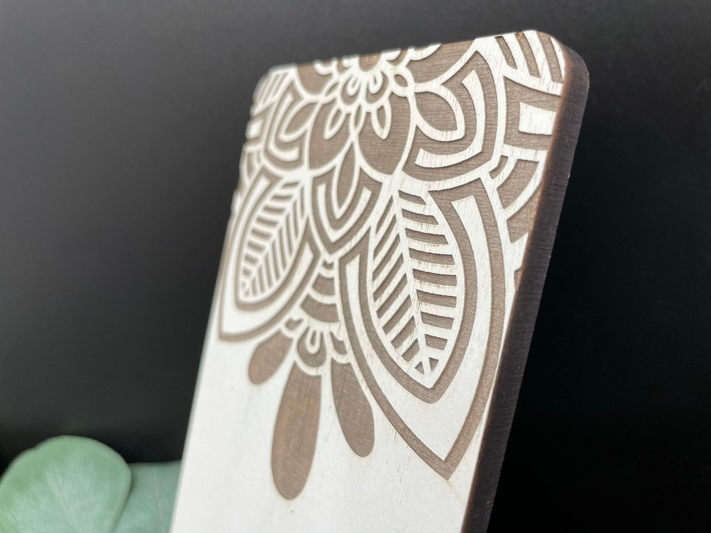Mandala Top Wooden Phone Stand