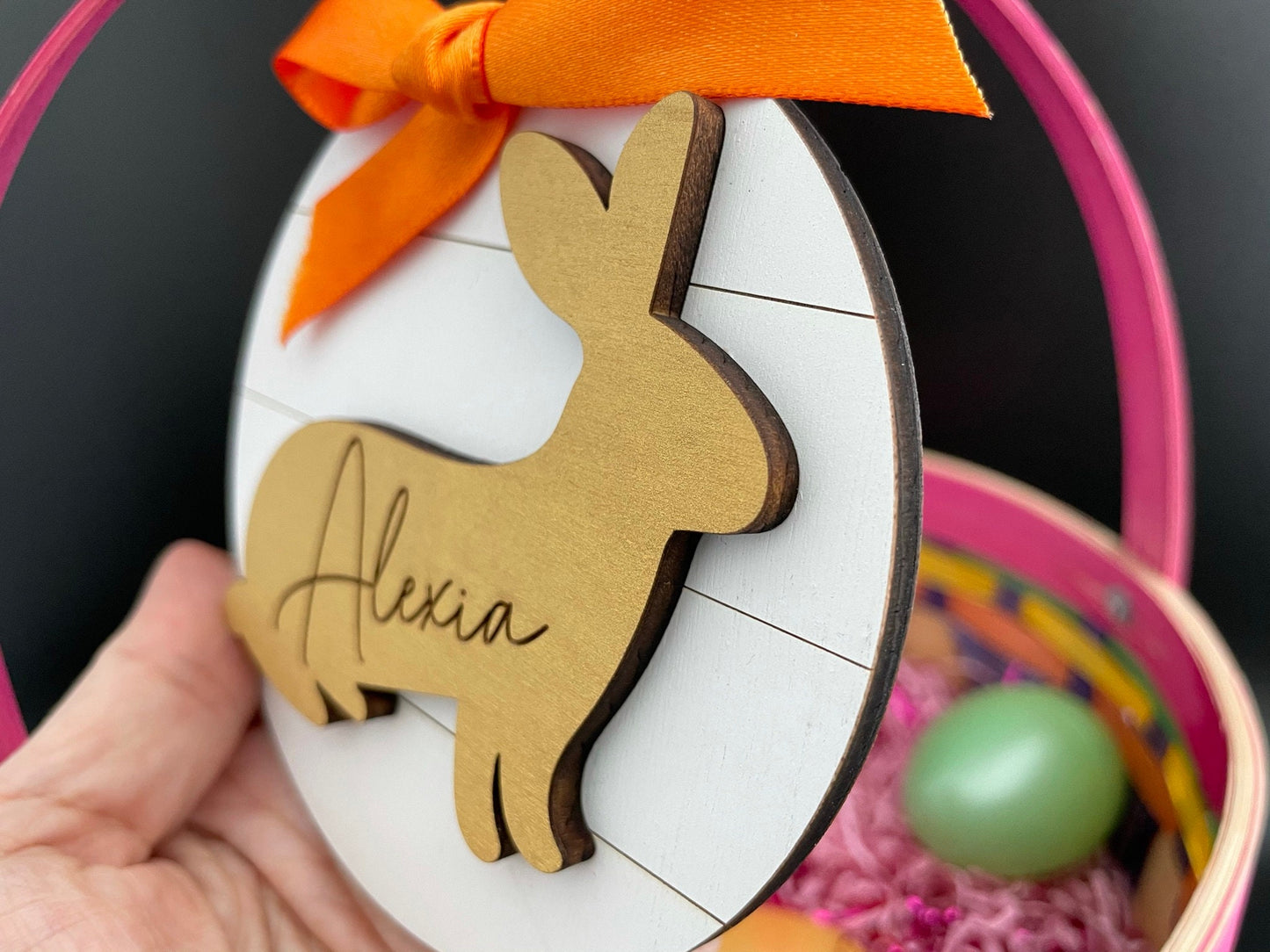 Round Custom Engraved Bunny Tag