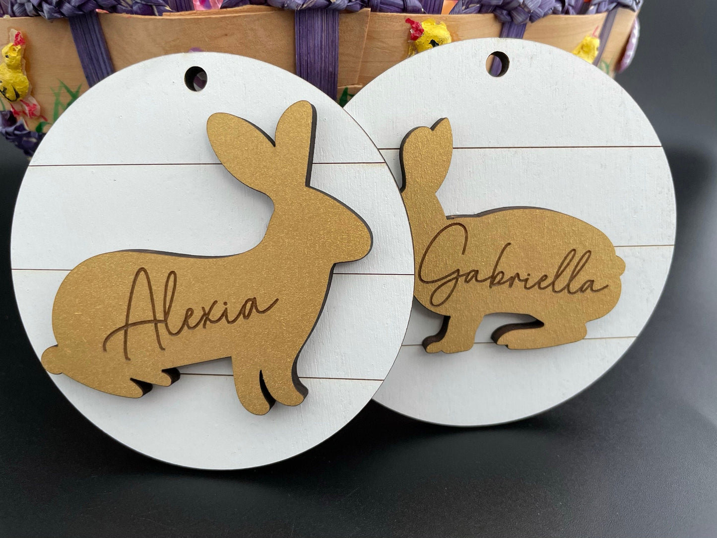 Round Custom Engraved Bunny Tag