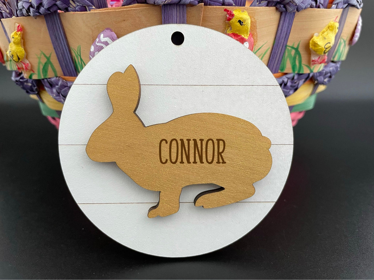 Round Custom Engraved Bunny Tag