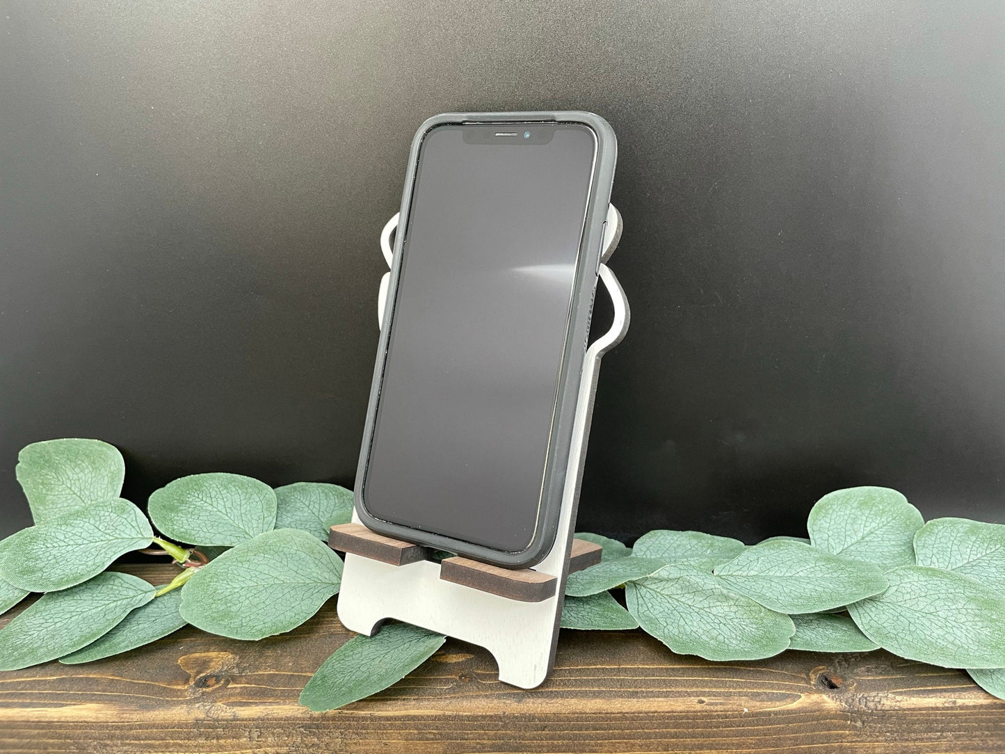Rose Cutout Wooden Phone Stand