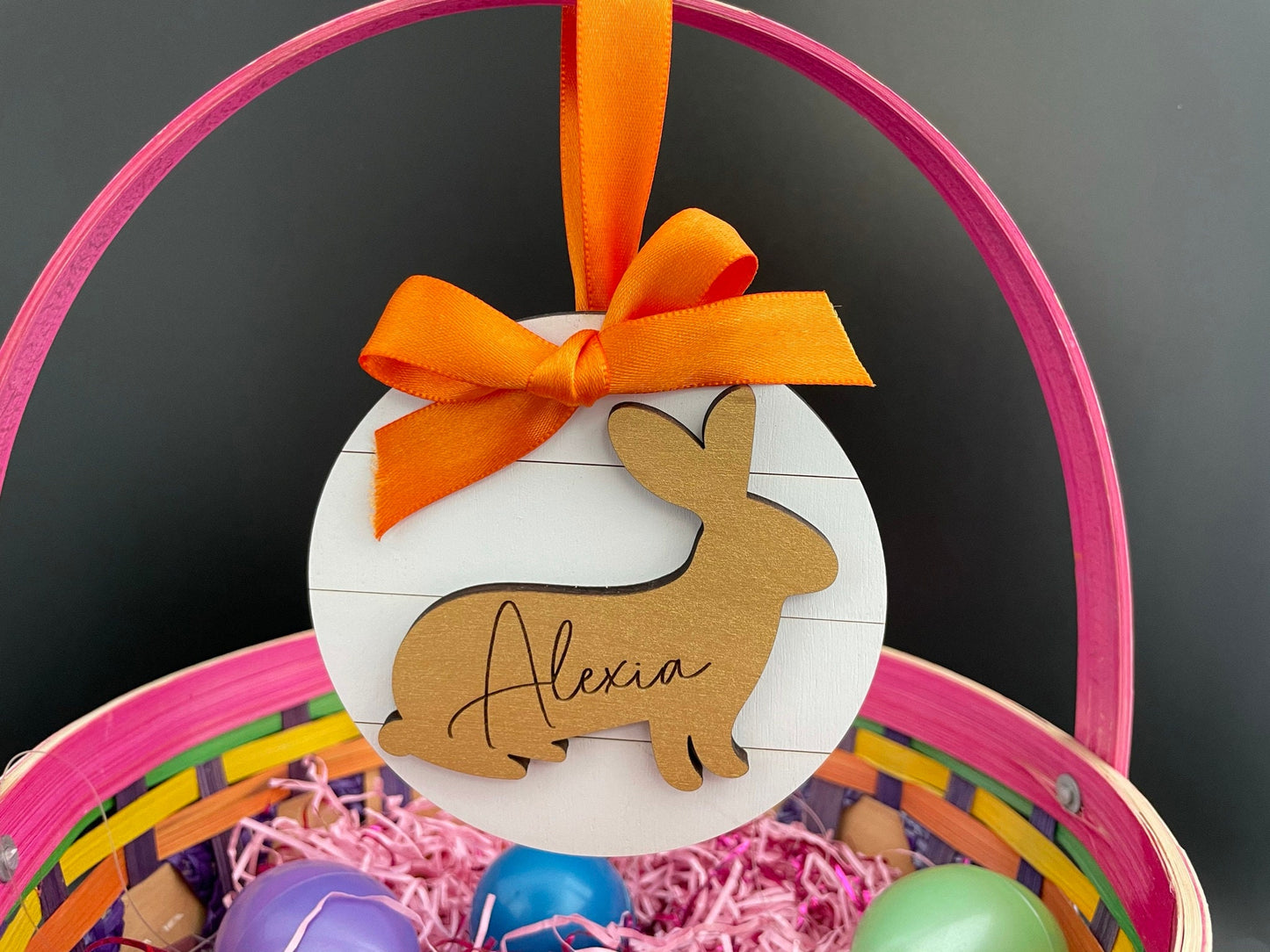 Round Custom Engraved Bunny Tag