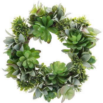 Eucalyptus | Boxwood | Lambs Ear | Lavender | Succulent Wreath - 12-15" diameter