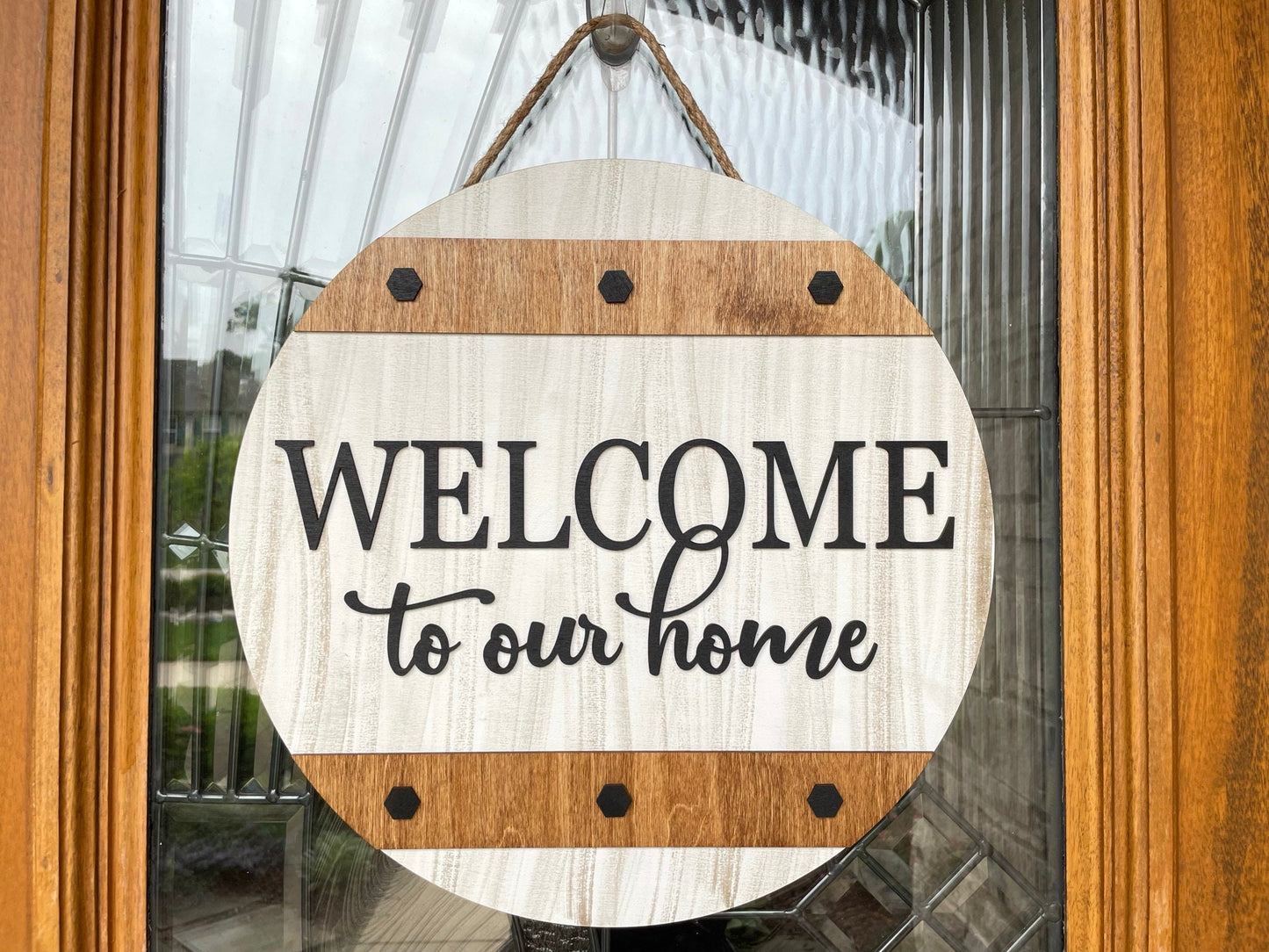 Barrel Farmhouse Wood Door Sign