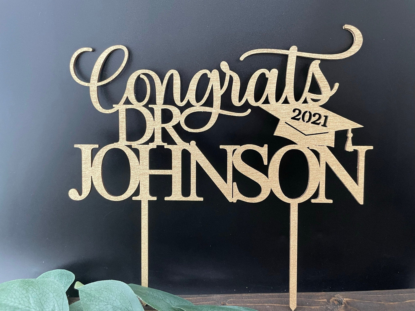 Graduation Cake Topper with Personalized Name  |  Graduate  |  Cake Topper for New Doctor