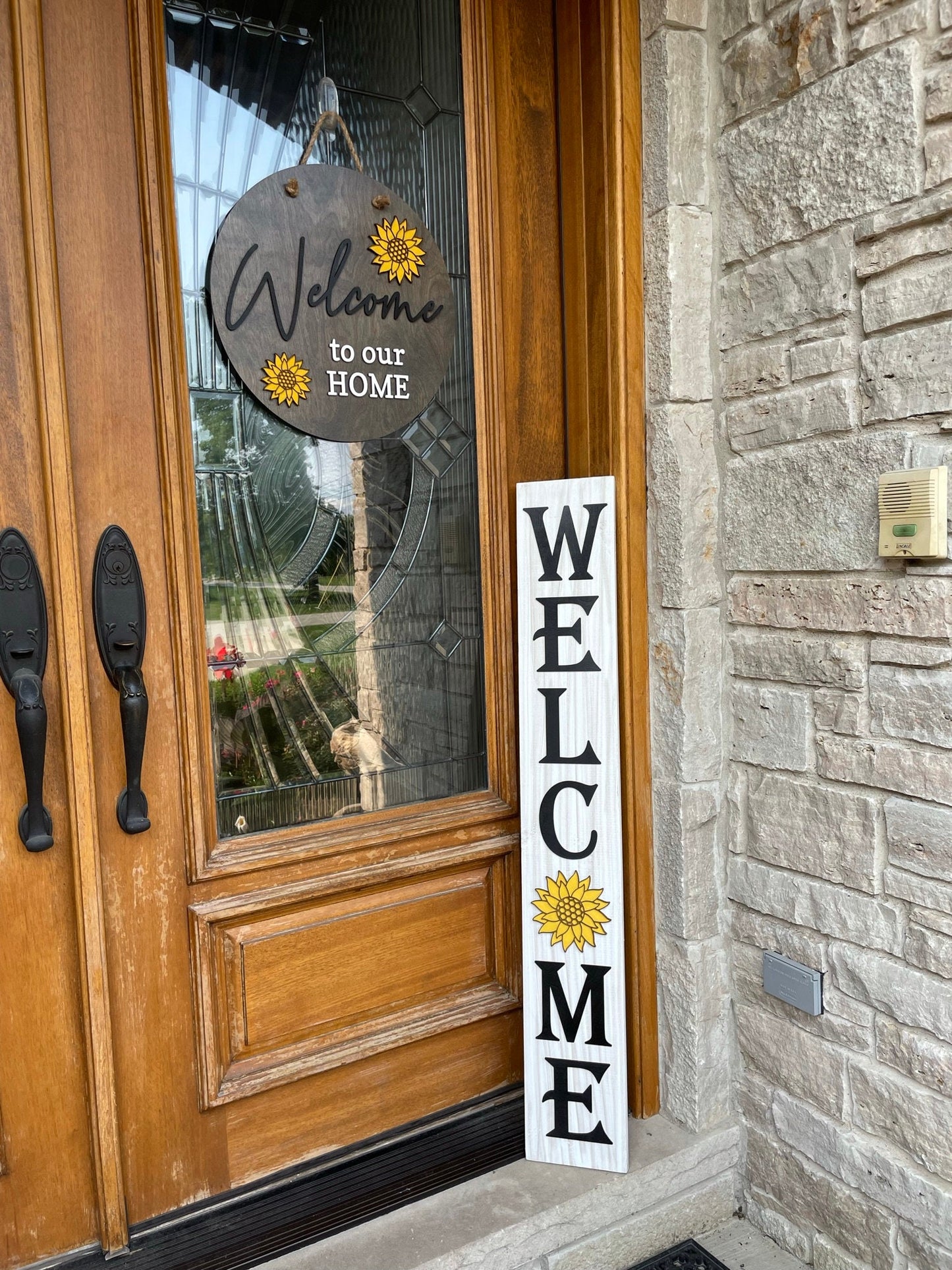 Farmhouse Welcome Porch Sign with Sunflower