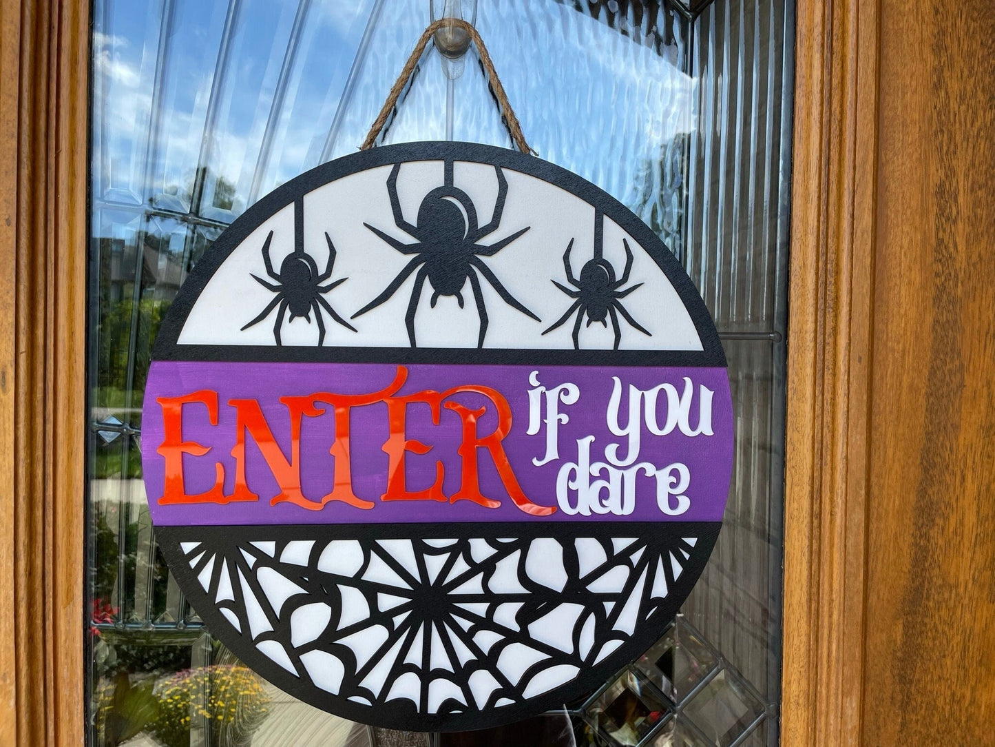 Spider with Web Halloween Sign
