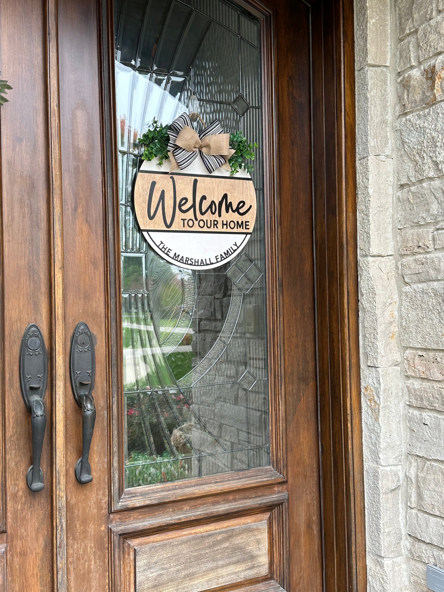 Welcome to our Home Door Sign, Personalized Cutout