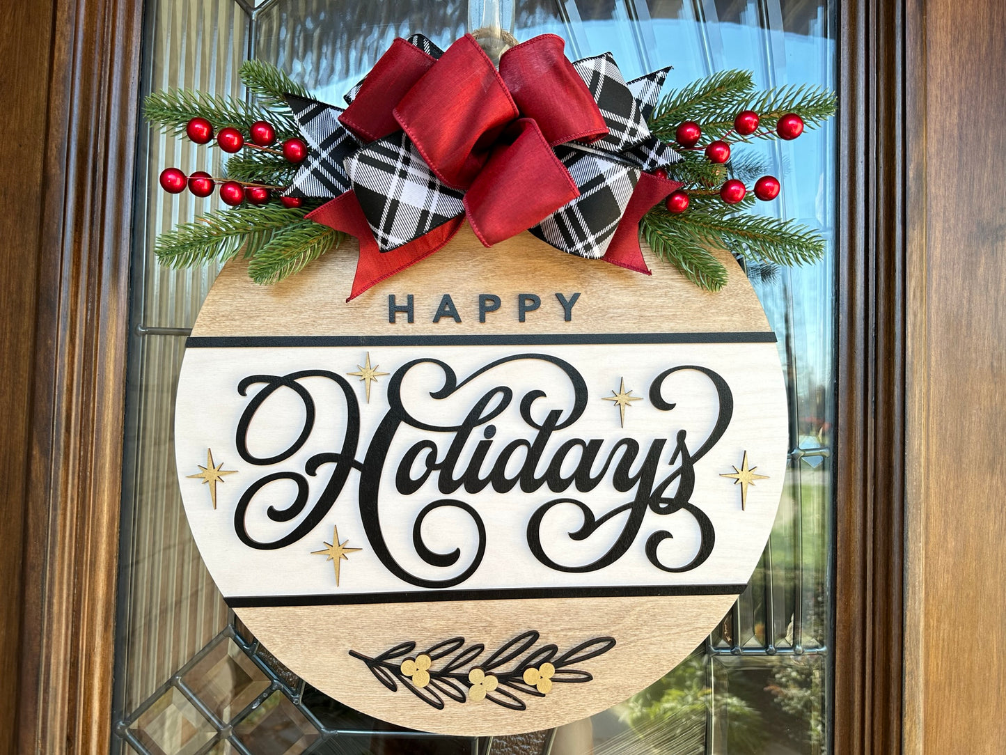 Happy Holidays Fancy Door Sign
