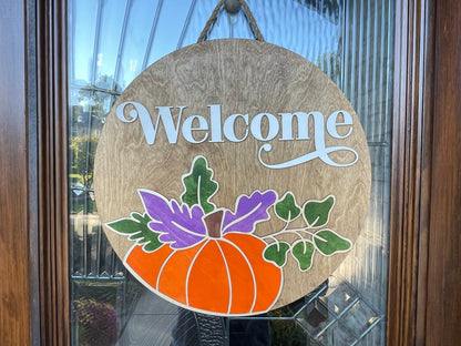Orange Pumpkin Door Sign