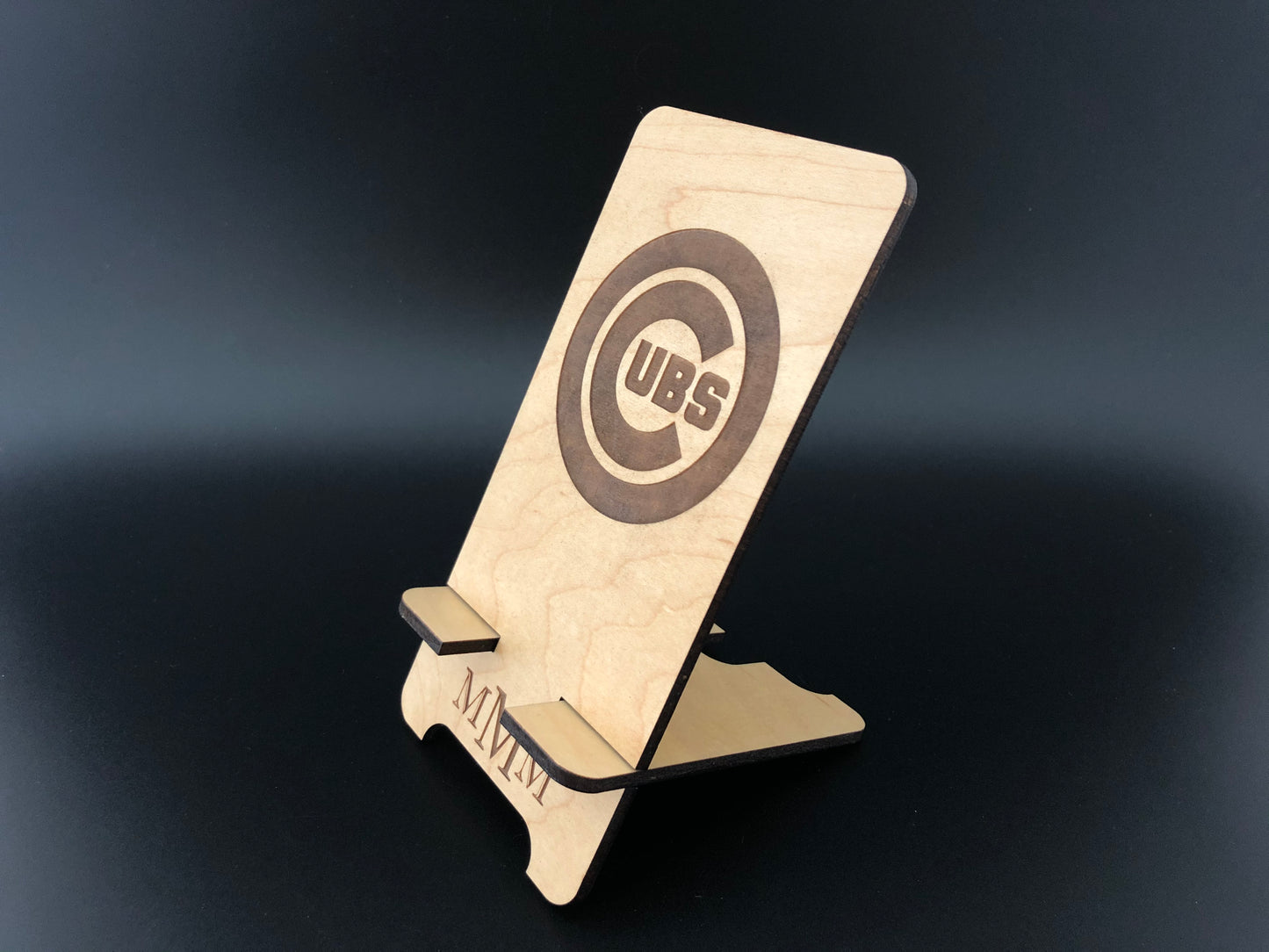 Personalized Chicago Cubs Engraved Wooden Phone Stand