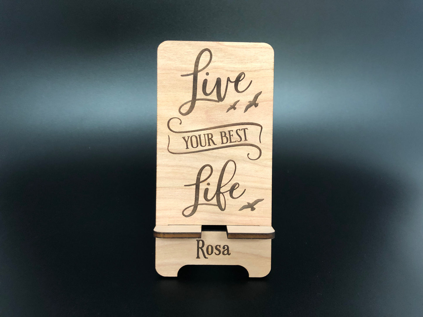 Motivational Wooden Phone Stand