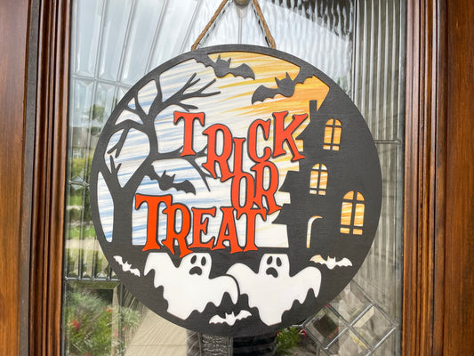 Trick or Treat Layered Door Sign