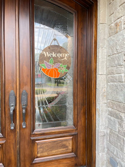 Welcome Pumpkin Themed Door Sign