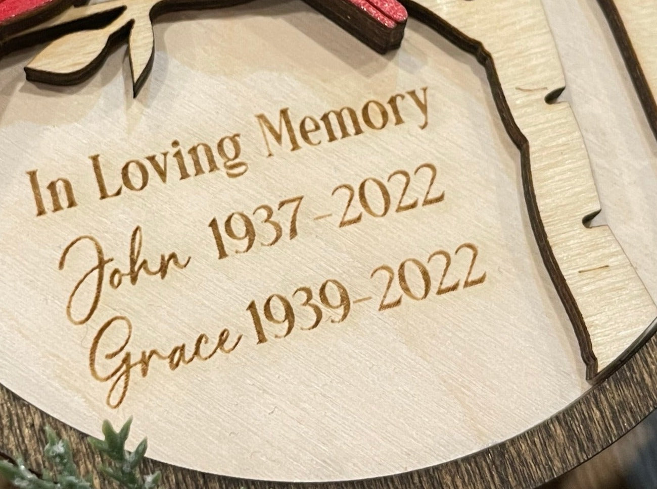 Cardinal Memorial Ornament with Optional Personalization