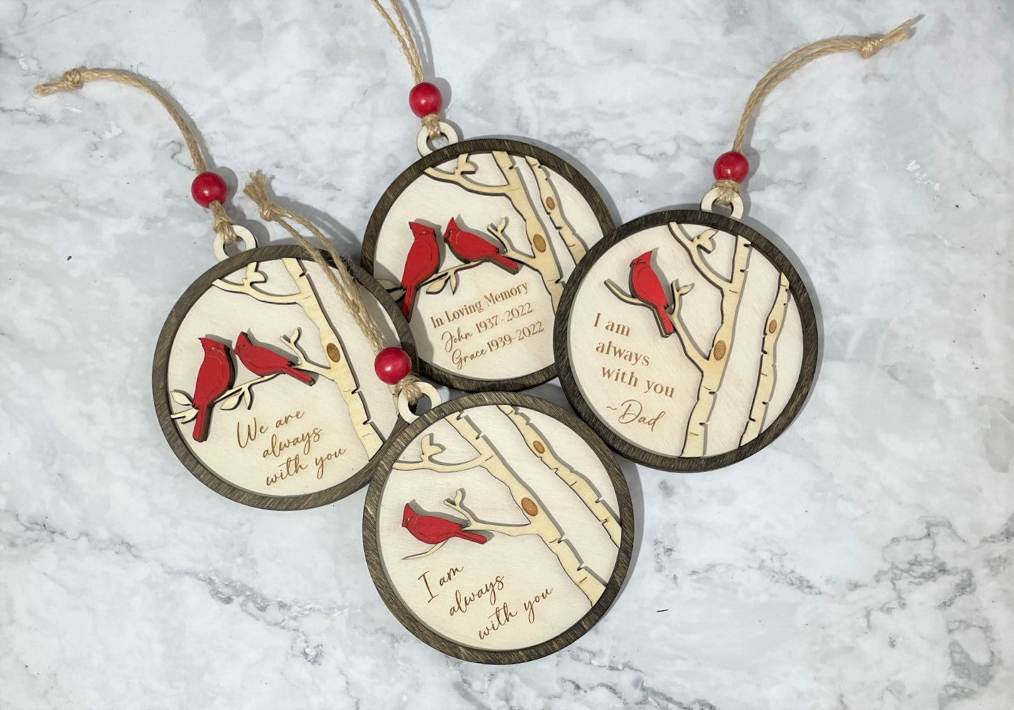 Cardinal Memorial Ornament with Optional Personalization