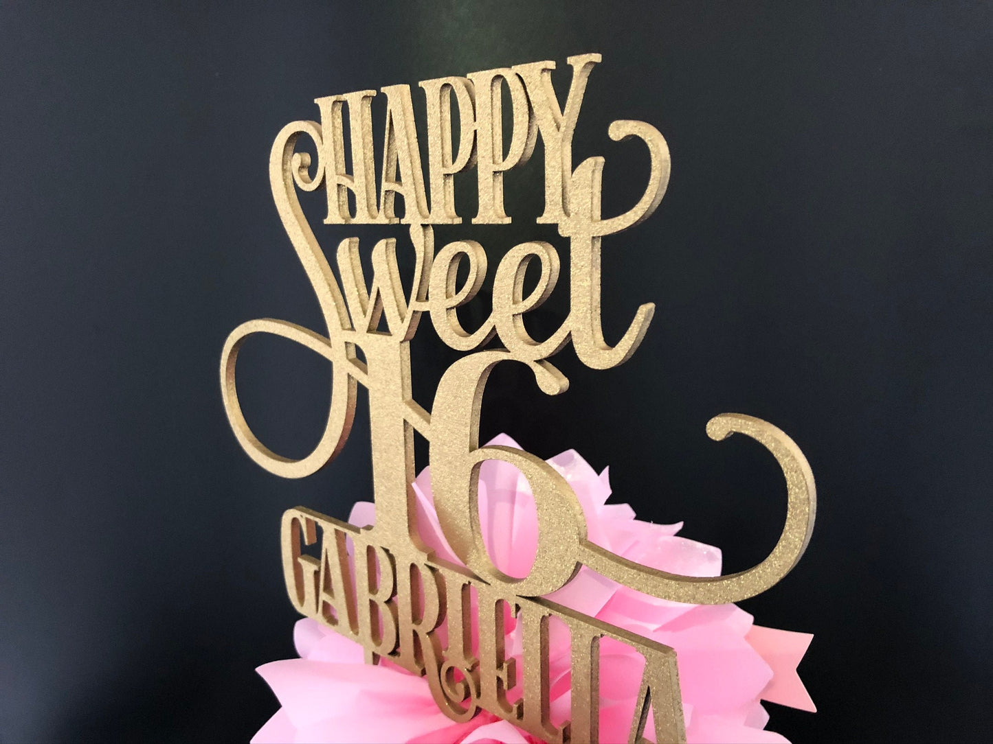 Sweet 16 Cake Topper with Personalized Name