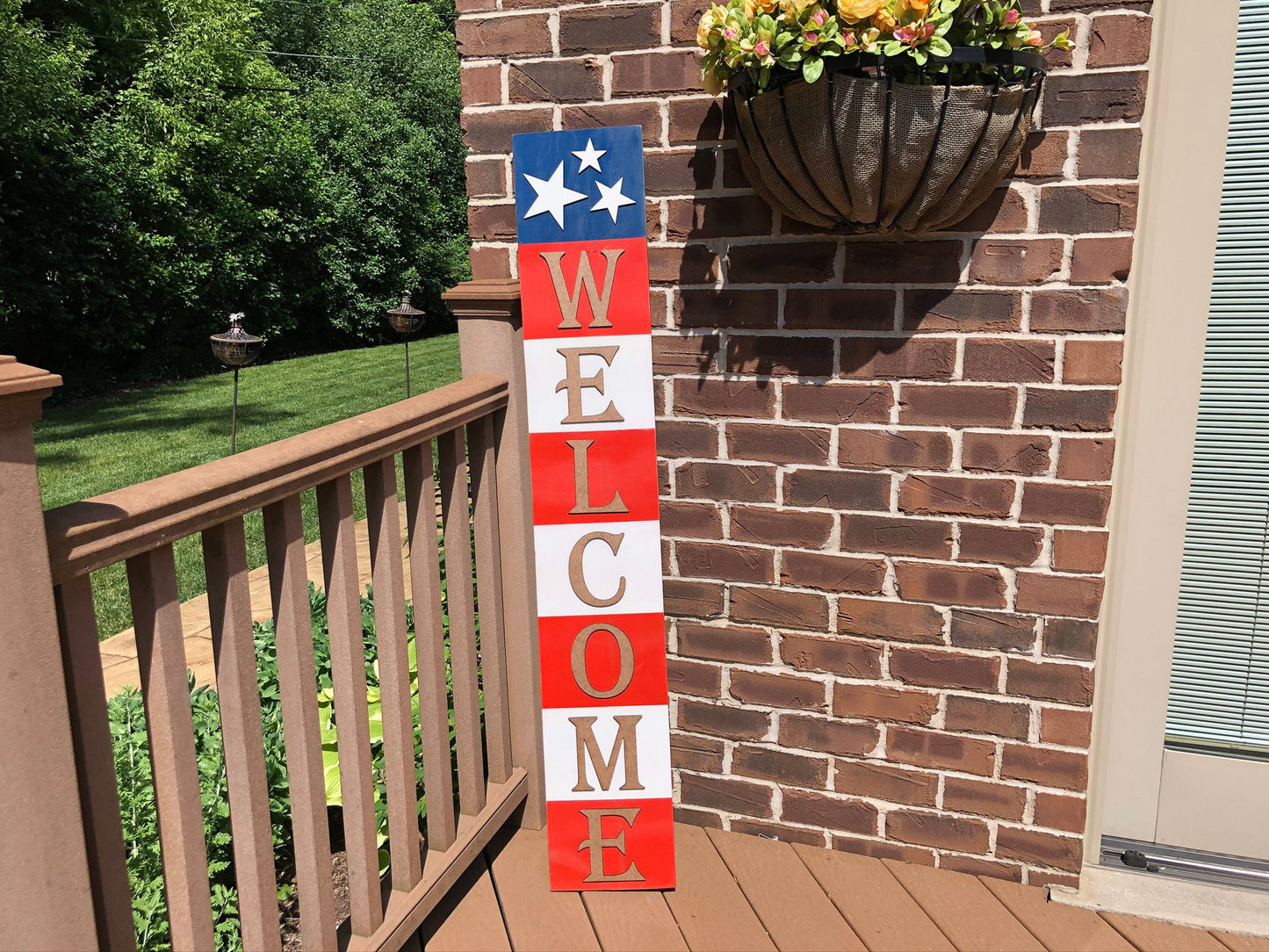 Patriotic 3D Welcome Porch Leaner