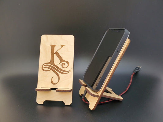 Fancy Initial Wooden Phone Stand